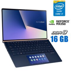 Игровой ноутбук Asus ZenBook 14 UX434F / 14" (1920x1080) IPS Touch / Intel Core i7-10510U (4 (8) ядра по 1.8 - 4.9 GHz) / 16 GB DDR3 / 250 GB SSD / nVidia GeForce MX250, 2 GB GDDR5, 64-bit / WebCam
