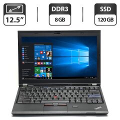 Нетбук Б-класс Lenovo ThinkPad X220 / 12.5" (1366x768) IPS / Intel Core i7-2640M (2 (4) ядра по 2.8 - 3.5 GHz) / 8 GB DDR3 / 120 GB SSD / Intel HD Graphics 3000 / WebCam / VGA