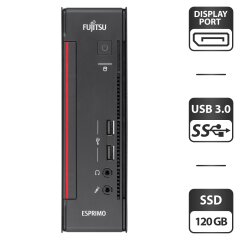 Неттоп Fujitsu Esprimo Q556 USFF / Intel Core i3-6100T (2 (4) ядра по 3.2 GHz) / 4 GB DDR4 / 120 GB SSD / Intel HD Graphics 530 / DisplayPort