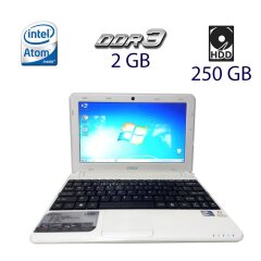 Ноутбук MSI U180 / 10.1" (1020x600) TN LED / Intel Atom N2600 (2 (4) ядра по 1.6 GHz) / 2 GB DDR3 / 250 GB HDD / WebCam