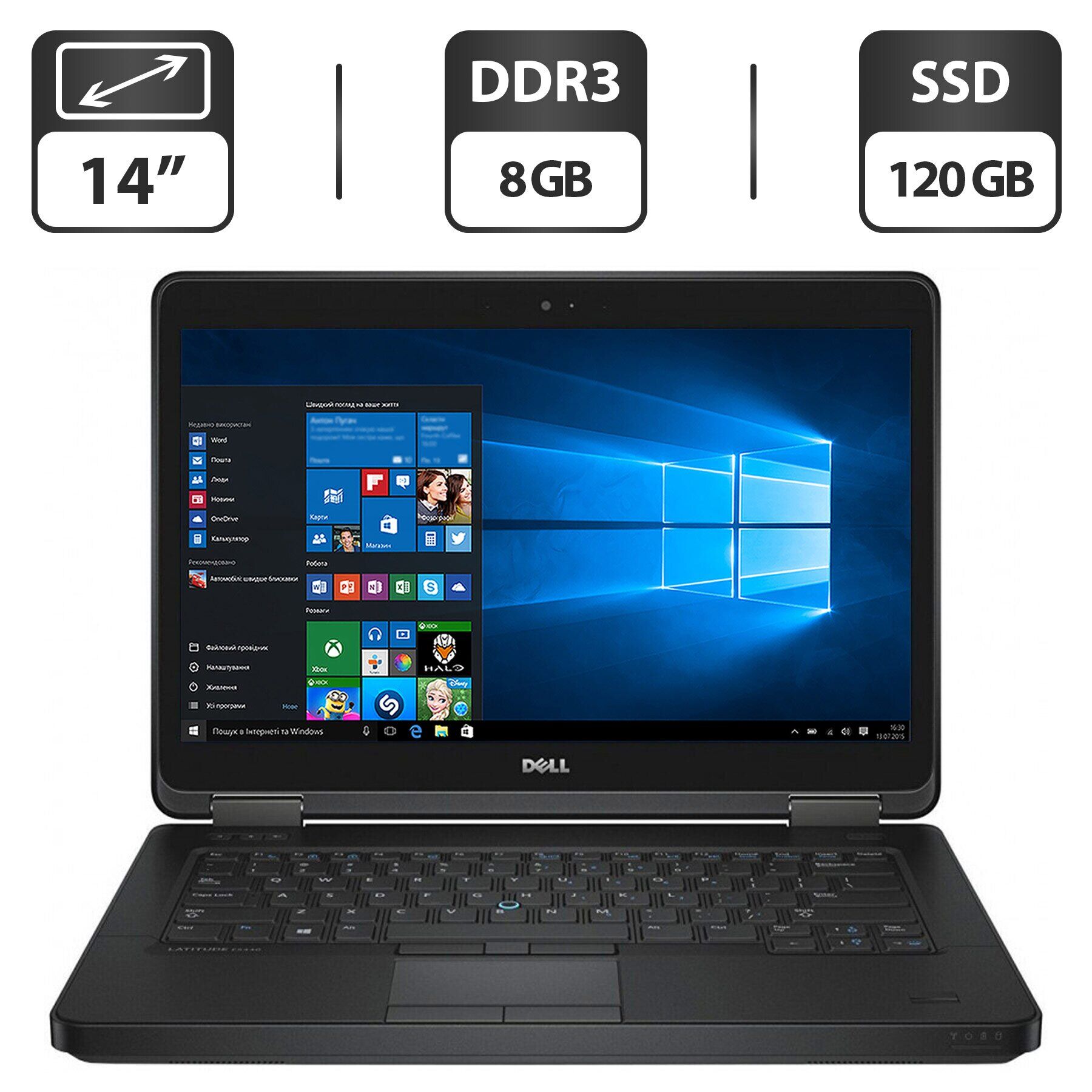 

Ноутбук Dell Latitude E5450 / 14" (1366x768) TN / Intel Core i3-5010U (2 (4) ядра по 2.1 GHz) / 8 GB DDR3 / 120 GB SSD / Intel HD Graphics 5500 / WebCam / HDMI