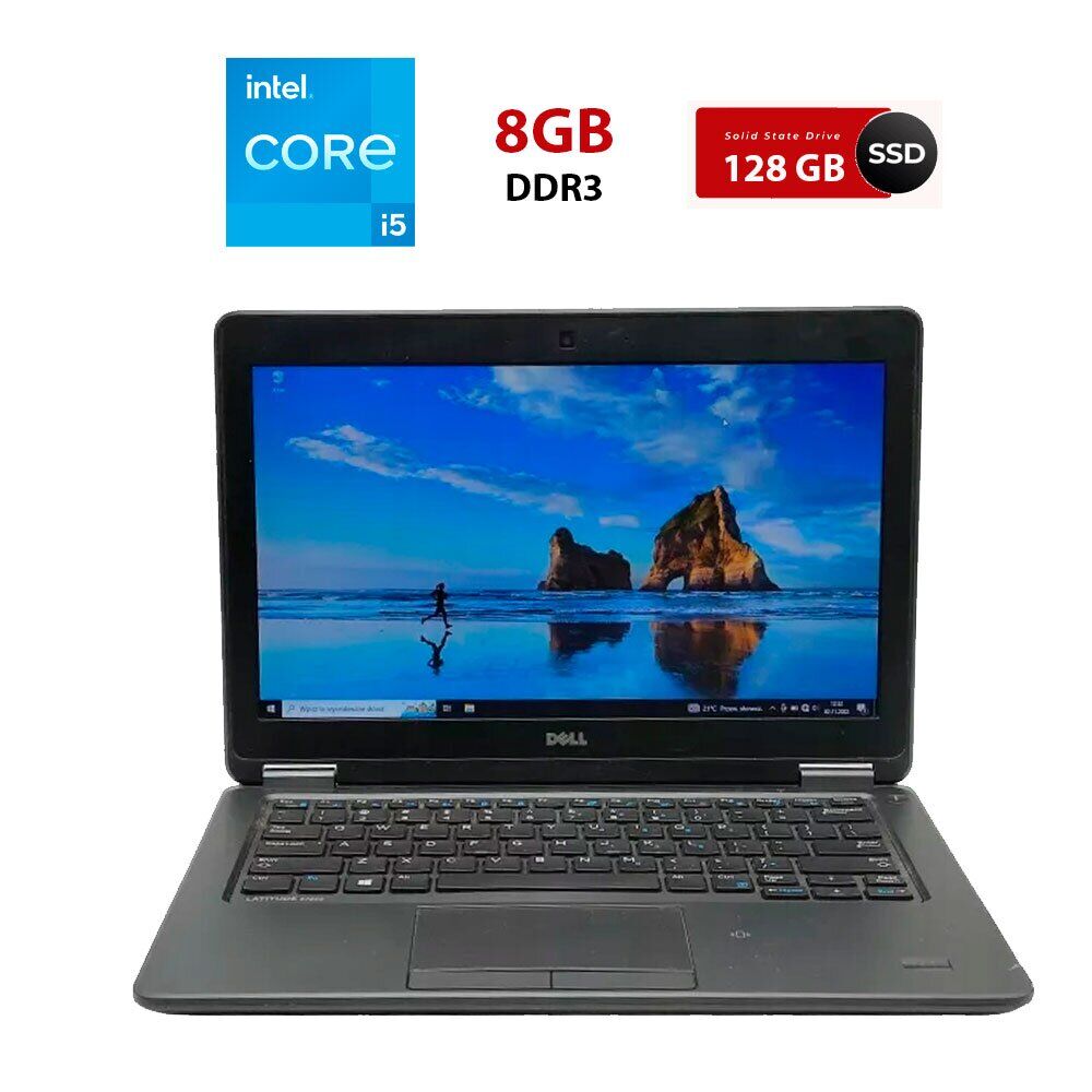 

Нетбук Dell Latitude E7250 / 12.5" (1366x768) TN / Intel Core i5-5300U (2 (4) ядра по 2.3 - 2.9 GHz) / 8 GB DDR3 / 128 GB SSD / Intel HD Graphics 5500 / WebCam / HDMI