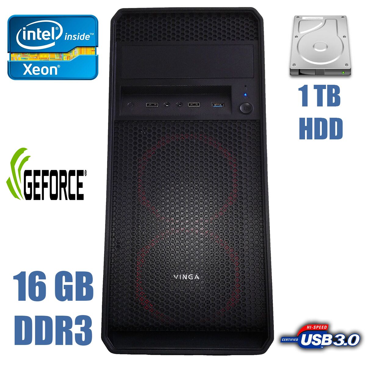 

Металический MiDiTower / Intel Xeon E5-2640 (6 (12) ядер по 2.5-3.0GHz) / 16 GB DDR3 / 1TB HDD / nVidia GeForce GT 520 1GB / 500W