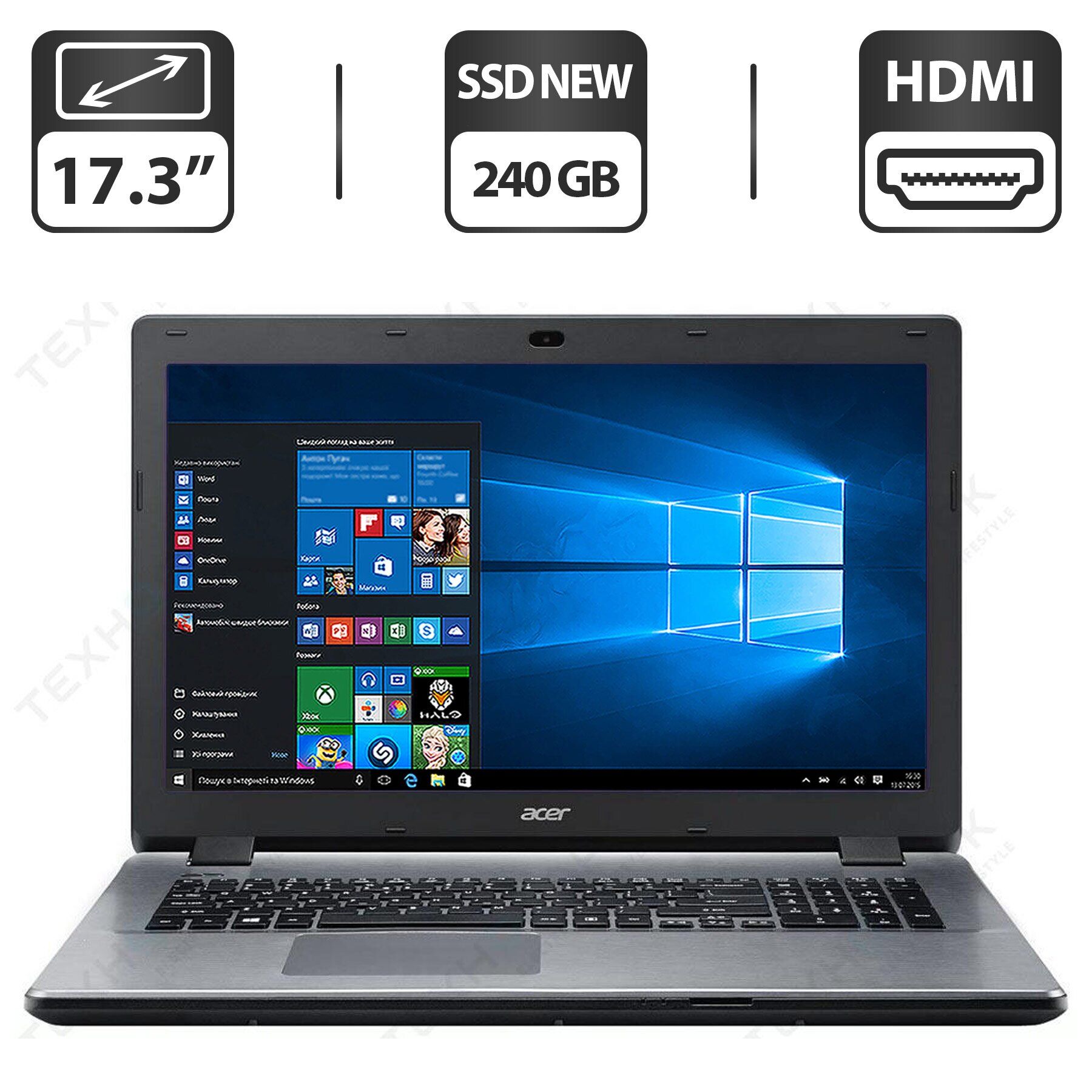 

Ноутбук Б-класс Acer Aspire E5-771G / 17.3" (1600x900) TN / Intel Core i3-4030U (2 (4) ядра по 1.9 GHz) / 6 GB DDR3 / 240 GB SSD NEW / Intel HD Graphics 4400 / WebCam / DVD-ROM / HDMI