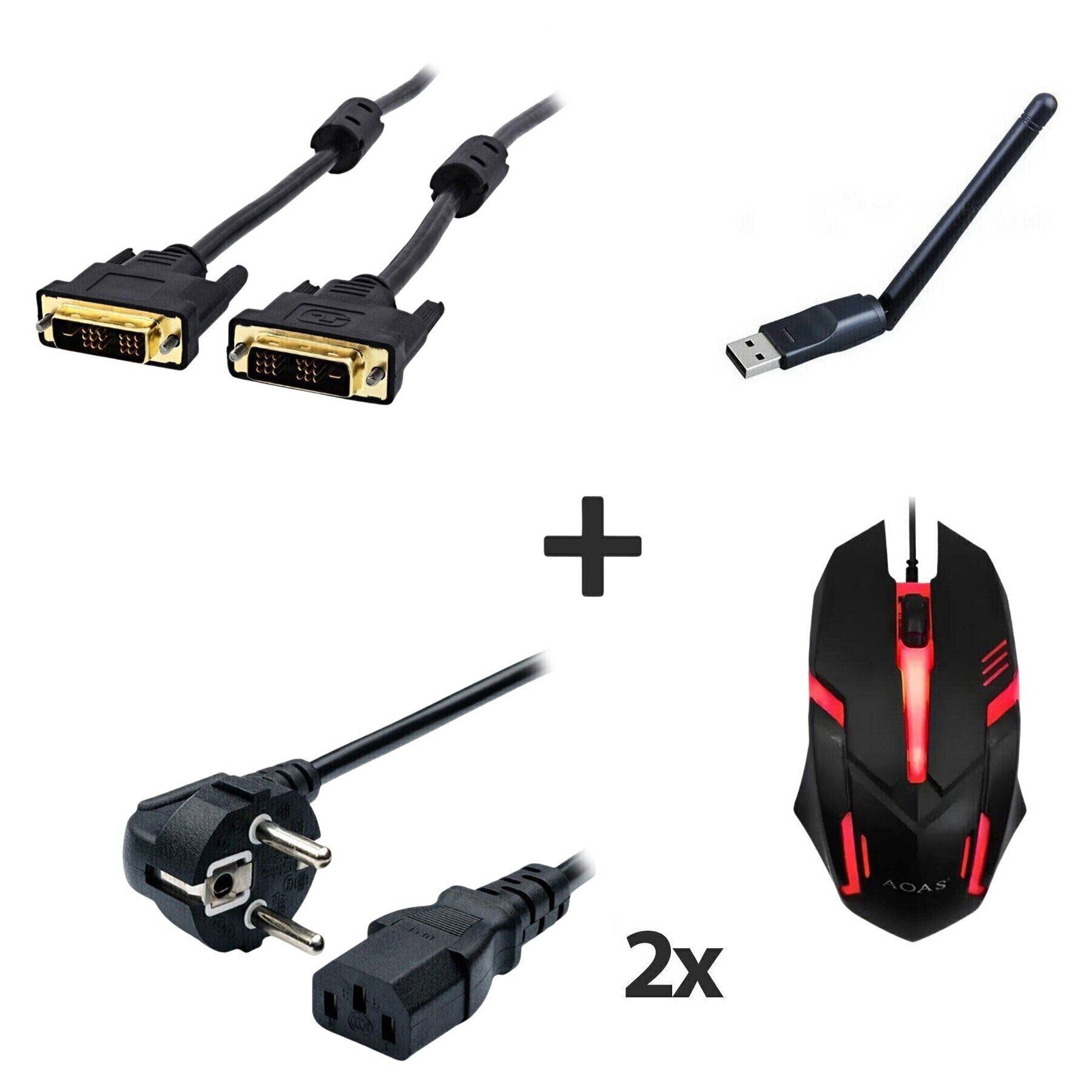 Новая игровая мышка + Кабель питания (2x) + Кабель DVI + Wi-Fi адаптер