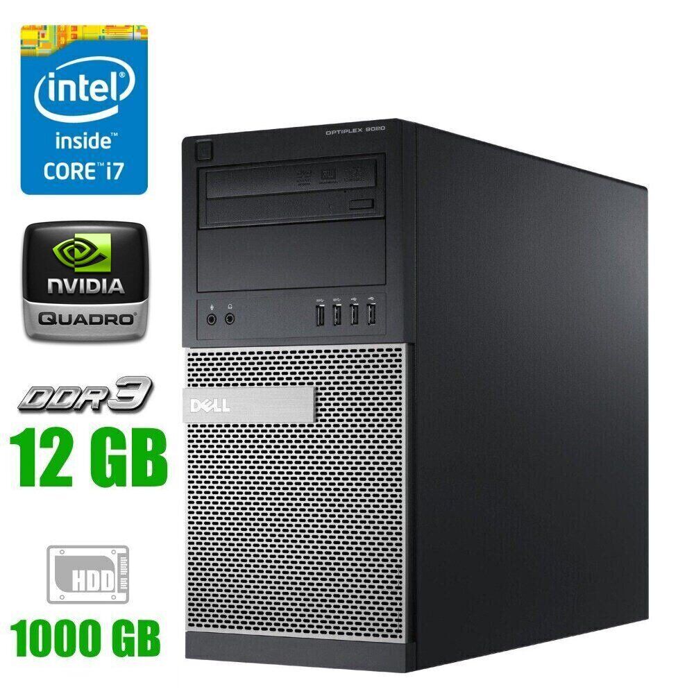 

Компьютер Dell Optiplex 9020 Tower / Intel Core i7-4770 (4 (8) ядра по 3.4 - 3.9 GHz) / 12 GB DDR3 / 1000 GB HDD / nVidia Quadro K620, 2 GB GDDR3, 128-bit / DVD-ROM