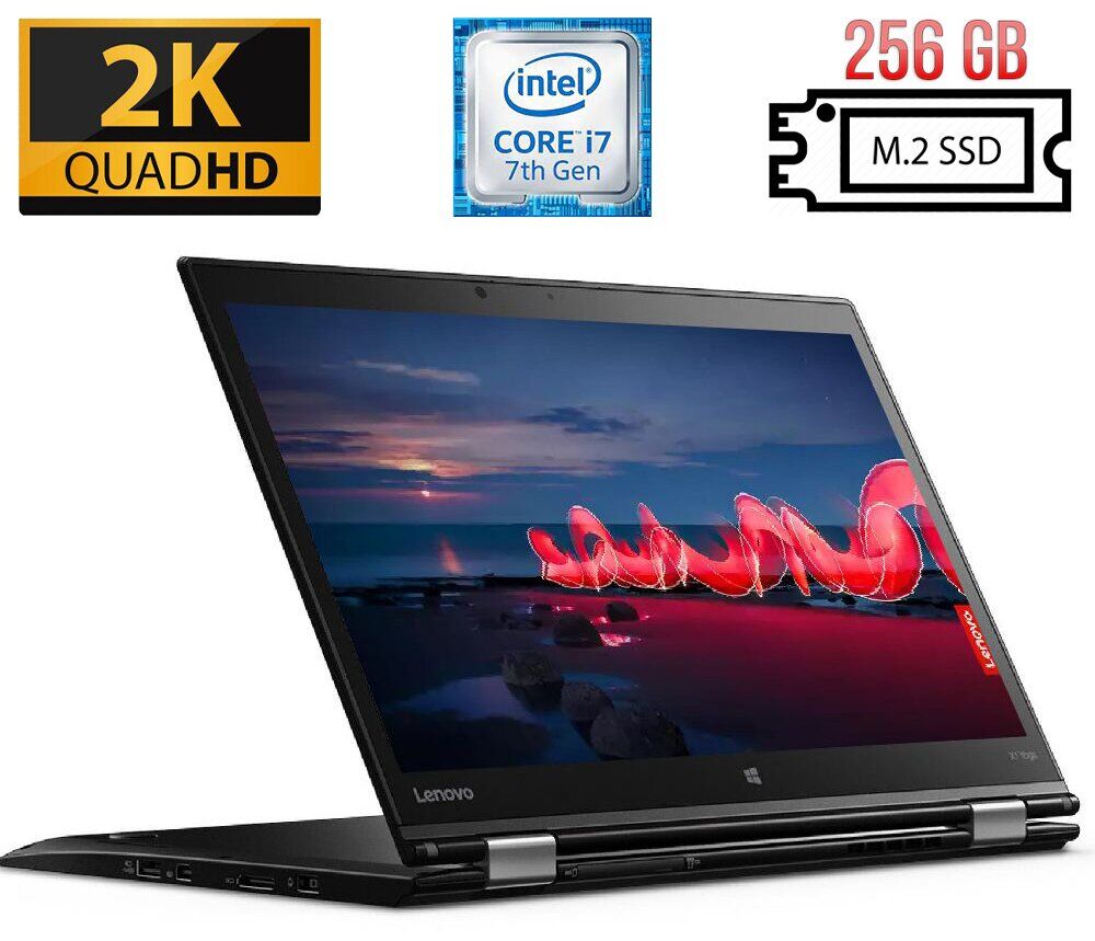 

Ноутбук-трансформер Lenovo ThinkPad X1 Yoga (2nd Gen) / 14" (2560x1440) IPS Touch / Intel Core i7-7600U (2 (4) ядра по 2.8 - 3.9 GHz) / 16 GB DDR3 / 256 GB SSD M.2 / Intel HD Graphics 620 / WebCam / Fingerprint / USB 3.1 / HDMI