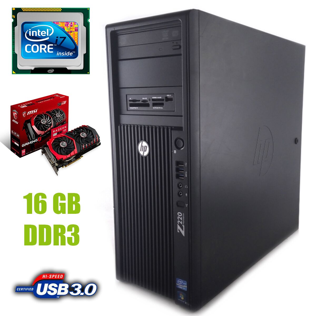 

HP Z220 Tower / Intel Core i7-3770 (4 (8) ядра по 3.40 - 3.90 GHz) / 16 GB DDR3 / new! 120 GB SSD +500 GB HDD / Radeon RX480 8GB GDDR5 256bit