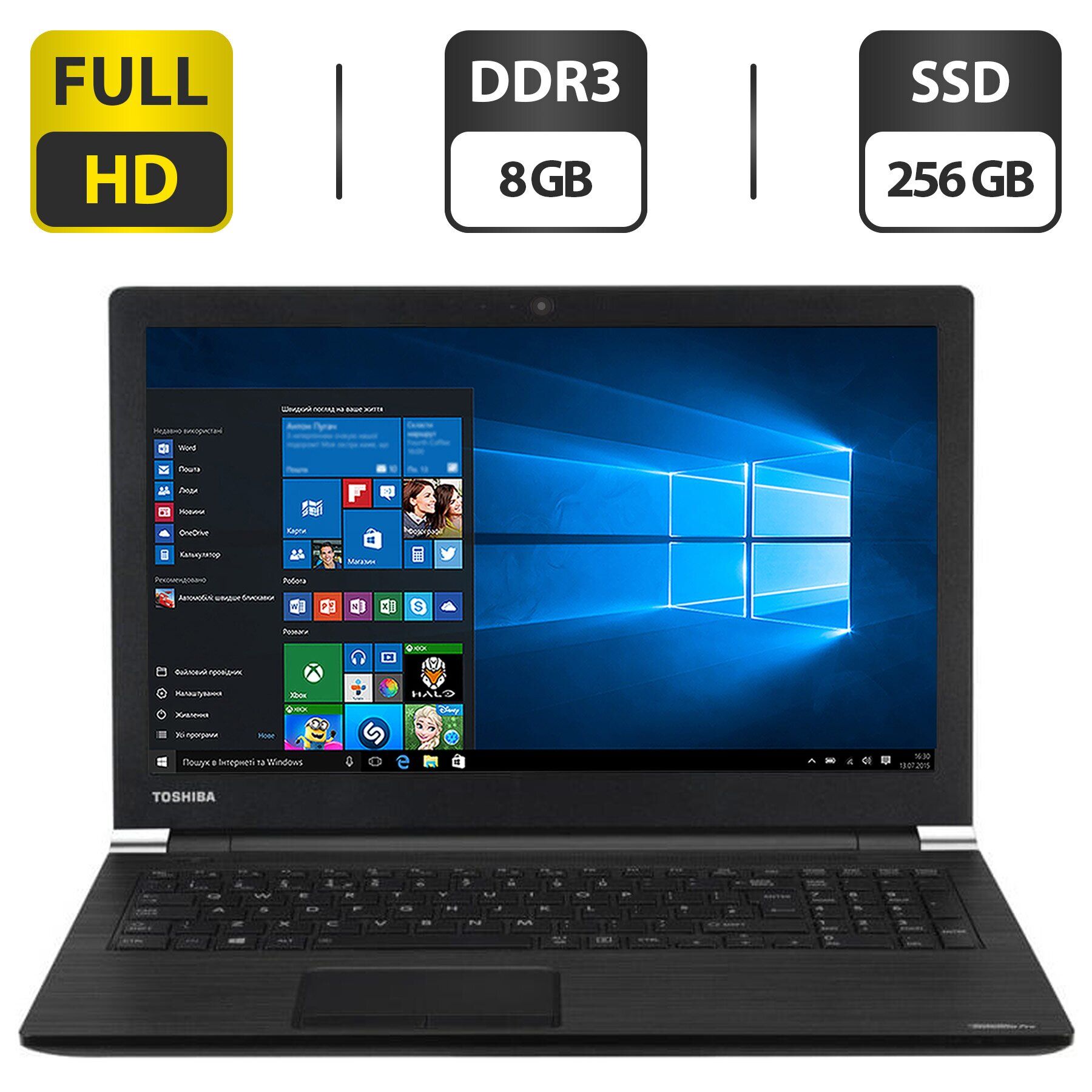 

Ноутбук Б-класс Toshiba Satellite Pro A50-C-136 / 15.6" (1920x1080) TN / Intel Core i5-5200U (2 (4) ядра по 2.2 - 2.7 GHz) / 8 GB DDR3 / 256 GB SSD / Intel HD Graphics 5500 / WebCam / DVD-ROM / HDMI