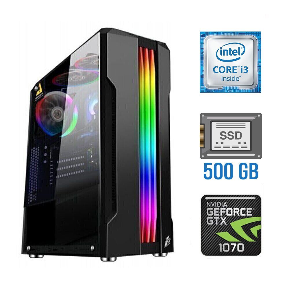 

Игровой ПК Tower / Intel Core i3-6100 (2 (4) ядра по 3.7 GHz) / 8 GB DDR4 / 500 GB SSD / nVidia GeForce GTX 1070, 8 GB GDDR5, 256-bit / 500W