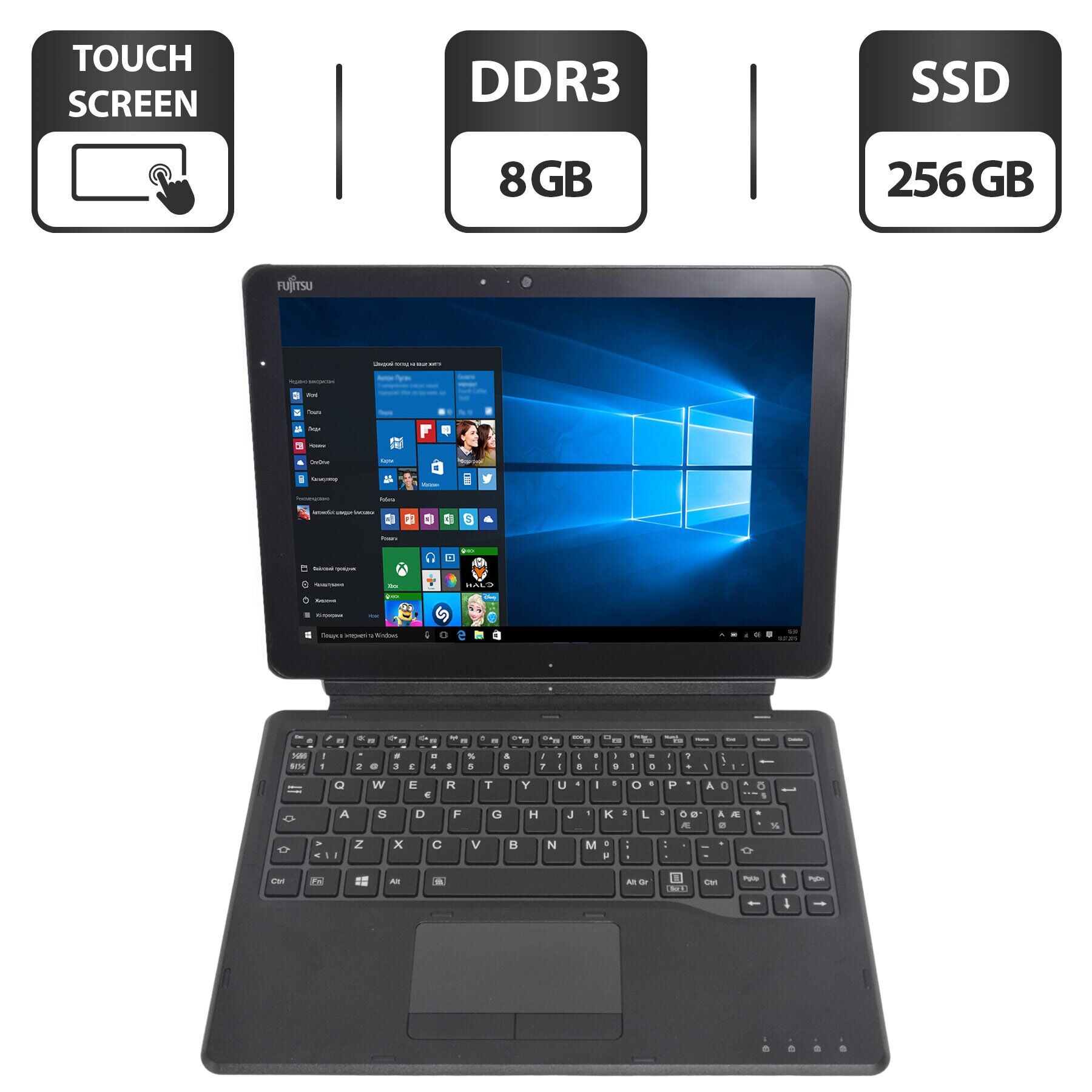 

Ноутбук-трансформер Fujitsu Tablet Stylistic V727 / 12.5" (1920x1080) IPS Touch / Intel Core i5-7Y57 (2 (4) ядра по 1.2 - 3.3 GHz) / 8 GB DDR3 / 256 GB SSD / Intel HD Graphics 615 / WebCam 5 MP + 8 MP / USB 3.0 / Windows 10 Pro