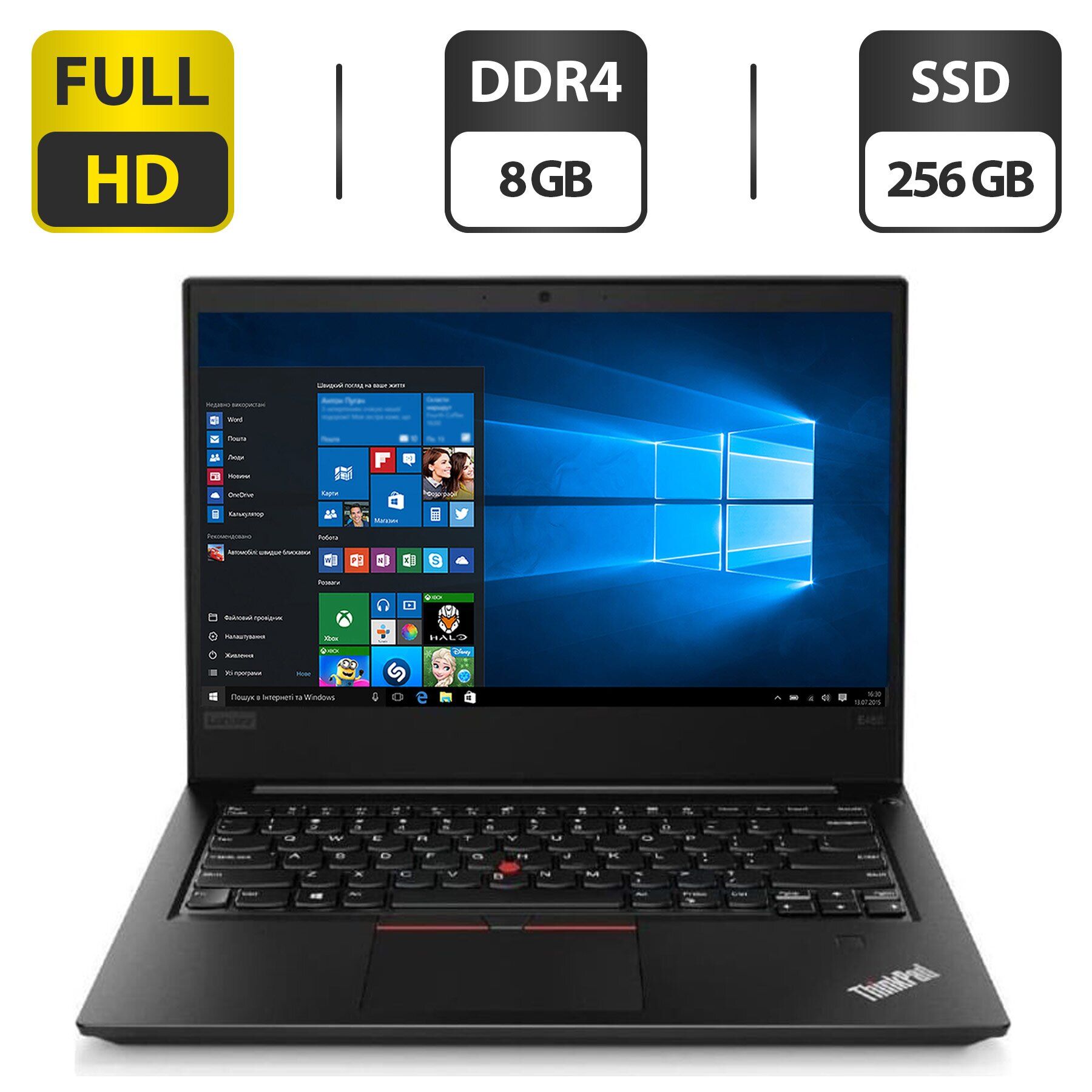 

Ноутбук Lenovo ThinkPad E480 / 14" (1920x1080) IPS / Intel Core i5-8250U (4 (8) ядра по 1.6 - 3.4 GHz) / 8 GB DDR4 / 256 GB SSD / Intel UHD Graphics 620 / WebCam / HDMI / Windows 10 Pro