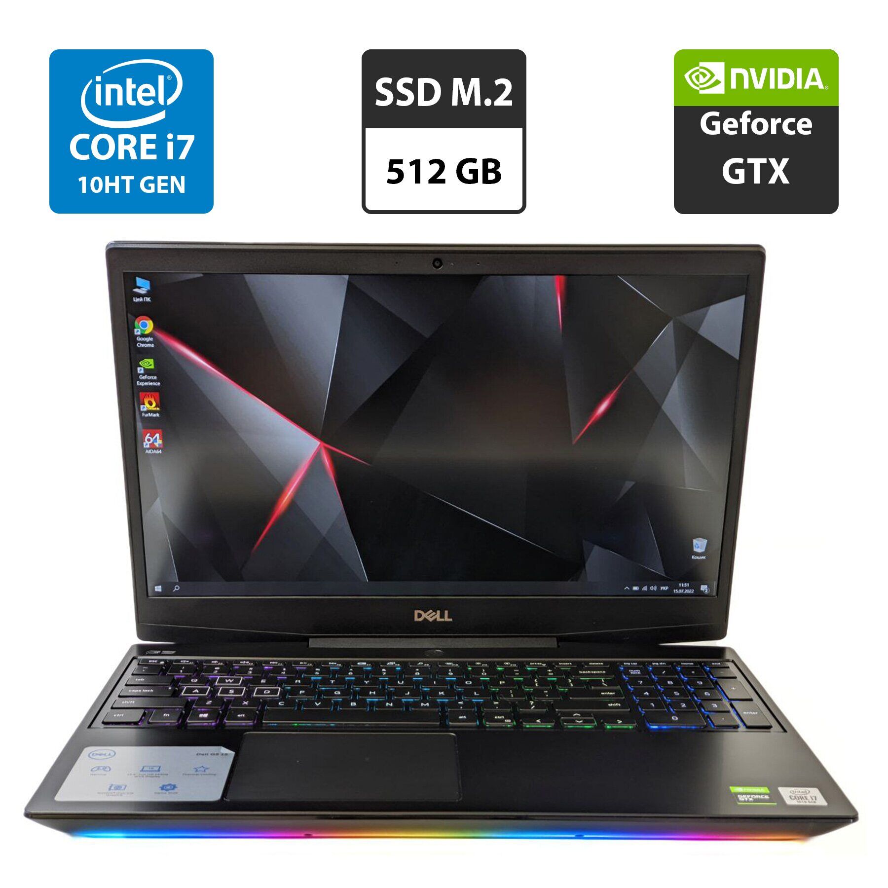 

Игровой ноутбук Dell G5 15 5500 / 15.6" (1920x1080) IPS / Intel Core i7-10750H (6 (12) ядер по 2.6 - 5.0 GHz) / 16 GB DDR4 / 512 GB SSD M.2 / nVidia GeForce GTX 1660 Ti, 6 GB GDDR6, 192-bit / WebCam