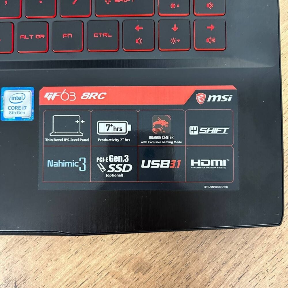 Купить игровой ноутбук MSI GF63 Thin 8RC / 15.6