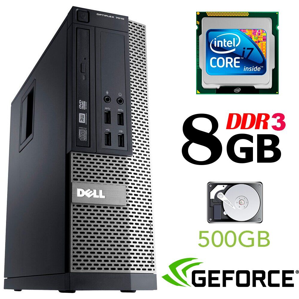

Компьютер Dell Optiplex 990 SFF / Intel Core i7-2600 (4 (8) ядра по 3.4 - 3.8 GHz) / 8 GB DDR3 / 500 GB HDD / GeForce GT 630 2GB