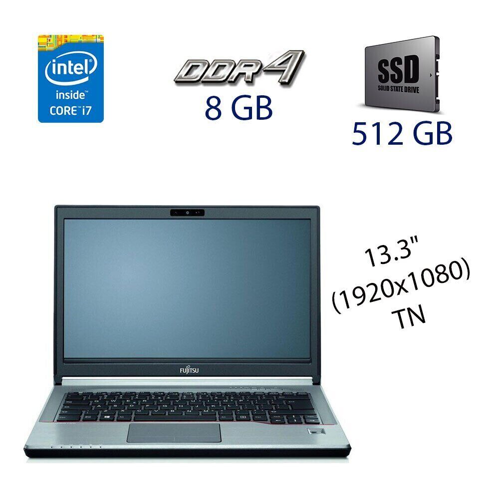 

Ультрабук Fujitsu LifeBook E736 / 13.3" (1920x1080) TN / Intel Core i7-6500U (2 (4) ядра по 2.5 - 3.1 GHz) / 8 GB DDR4 / 128 GB SSD / WebCam / NO ODD / USB 3.0