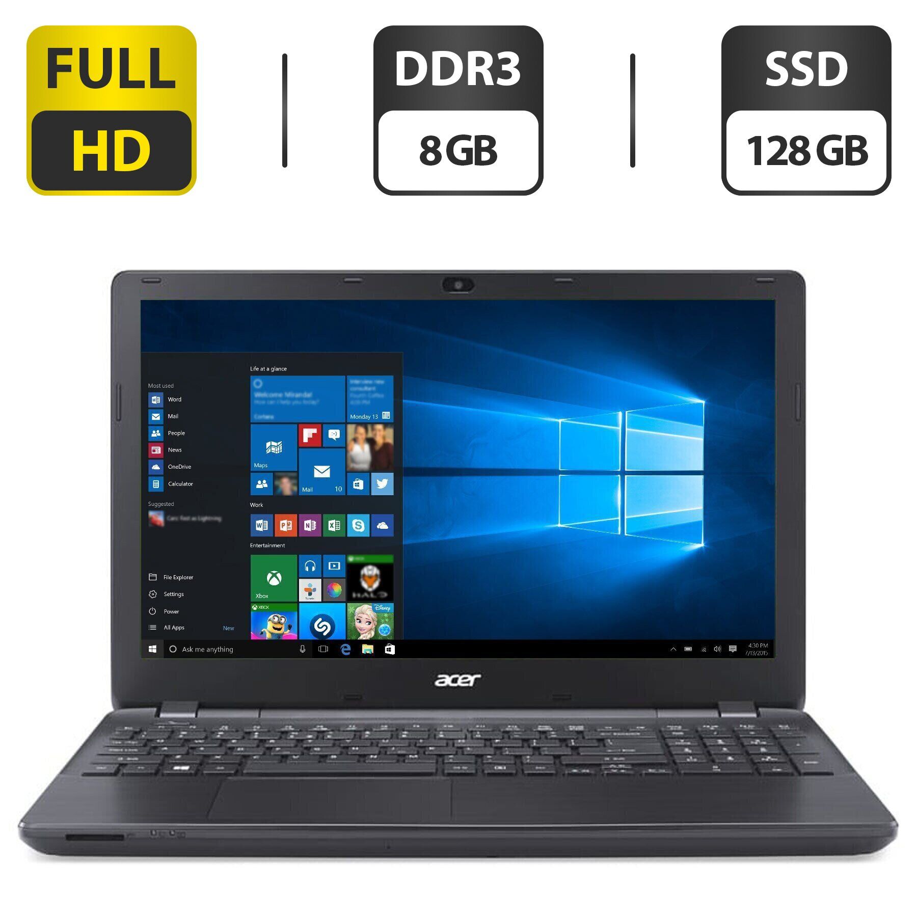 

Ноутбук Acer Extensa 2510 / 15.6" (1920x1080) TN / Intel Core i3-4005U (2 (4) ядра по 1.7 GHz) / 8 GB DDR3 / 128 GB SSD / Intel HD Graphics 4400 / WebCam / VGA