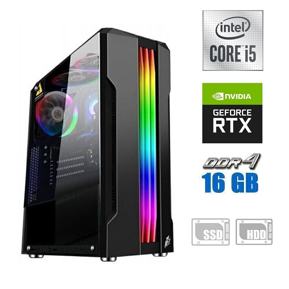 

Игровой ПК / Intel Core i5-10400F (6 (12) ядер по 2.9 - 4.3 GHz) / 16 GB DDR4 / 120 GB SSD + 500 GB HDD / nVidia GeForce RTX 3050, 8 GB GDDR6, 128-bit / 500W
