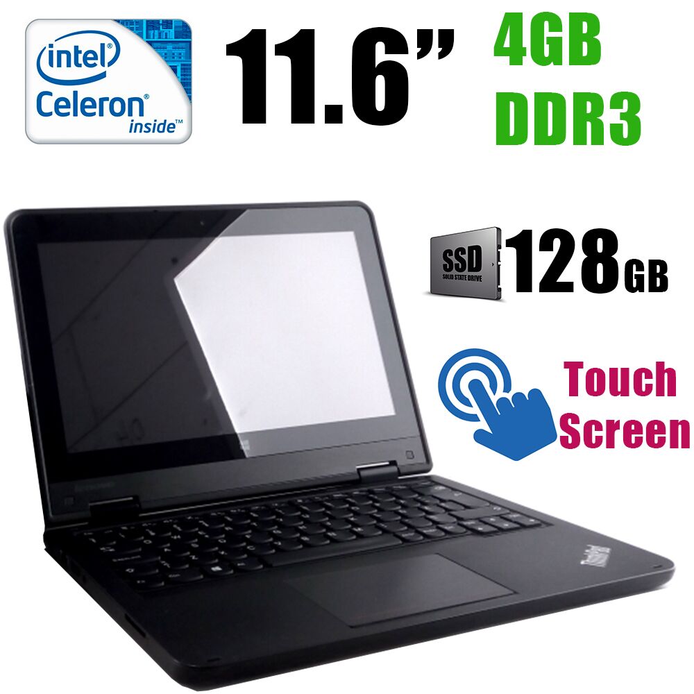

Lenovo ThinkPad Yoga 11e / 11.6" TouchScreen / 1366x768 (16:9) / Intel Celeron N2940 (4 ядра по 1.83-2.25GHz) / 4GB DDR3 / 128GB SSD / HDMI, USB 3.0