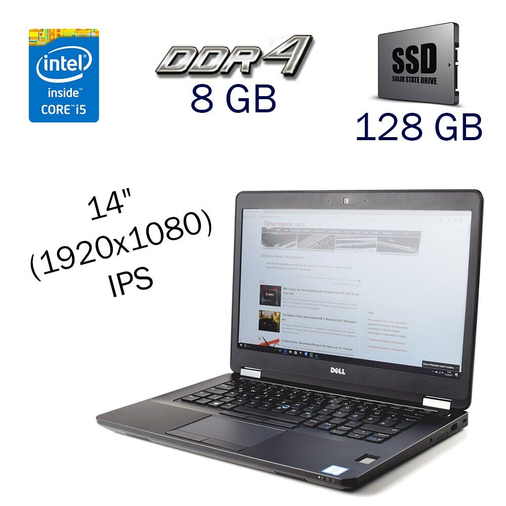 

Ультрабук Б-класс Dell Latitude E5470 / 14" (1920x1080) IPS / Intel Core i5-6440HQ (4 ядра по 2.6 - 3.5 GHz) / 8 GB DDR4 / 128 GB SSD / Intel HD Graphics 530 / WebCam