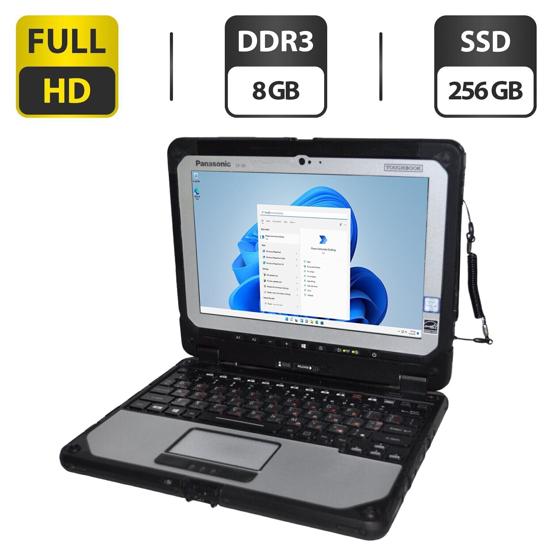 

Защищенный нетбук-трансформер Б-класс Panasonic ToughBook CF-20 MK2 / 10.1" (1920x1200) IPS Touch / Intel Core m5-6Y57 (2 (4) ядра по 1.1 - 2.8 GHz) / 8 GB DDR3 / 256 GB SSD / Intel HD Graphics 615 / WebCam 2 MP + 8 MP / Windows 11 Pro + Стилус