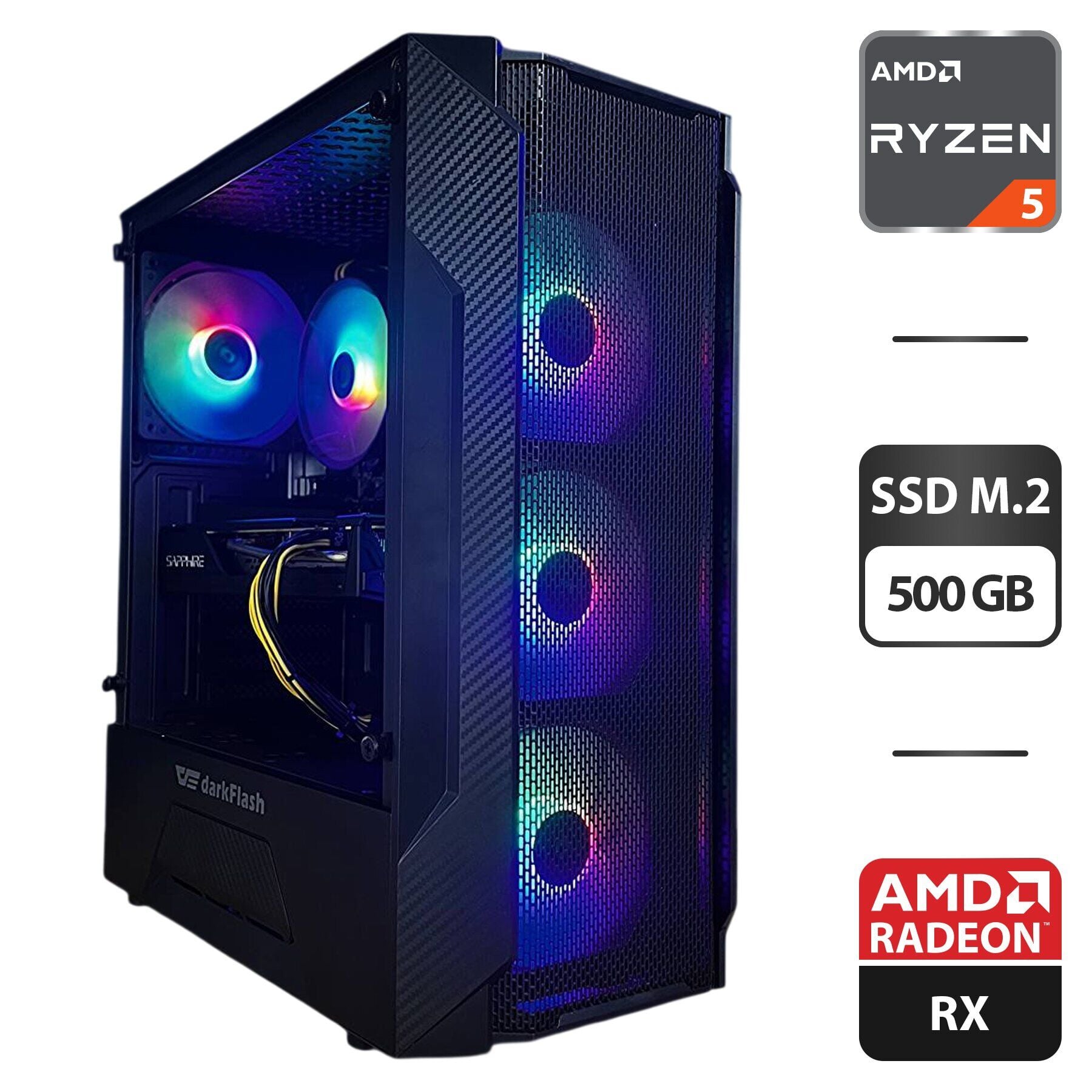 Купить игровой ПК DarkFlash DK352 Black Plus Tower / AMD Ryzen 5