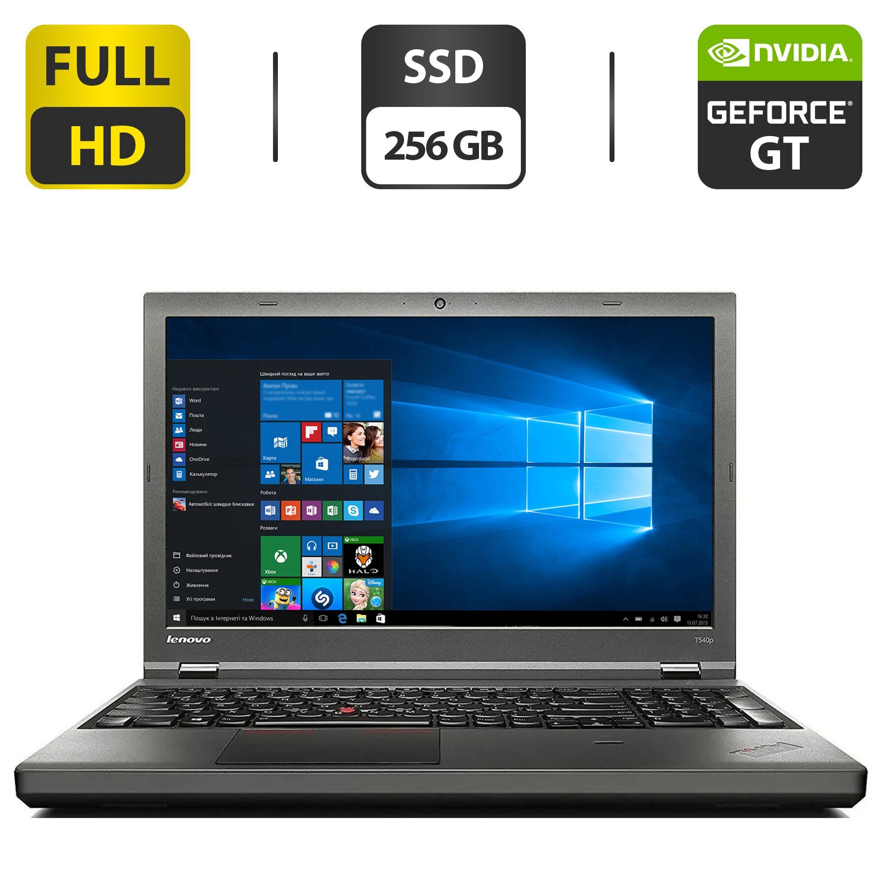 

Ноутбук Б-класс Lenovo ThinkPad T540p / 15.6" (1920x1080) TN / Intel Core i7-4600M (2 (4) ядра по 2.9 - 3.6 GHz) / 16 GB DDR3 / 256 GB SSD / nVidia GeForce GT 730M, 1 GB GDDR5, 64-bit / WebCam / DVD-ROM / Mini DisplayPort