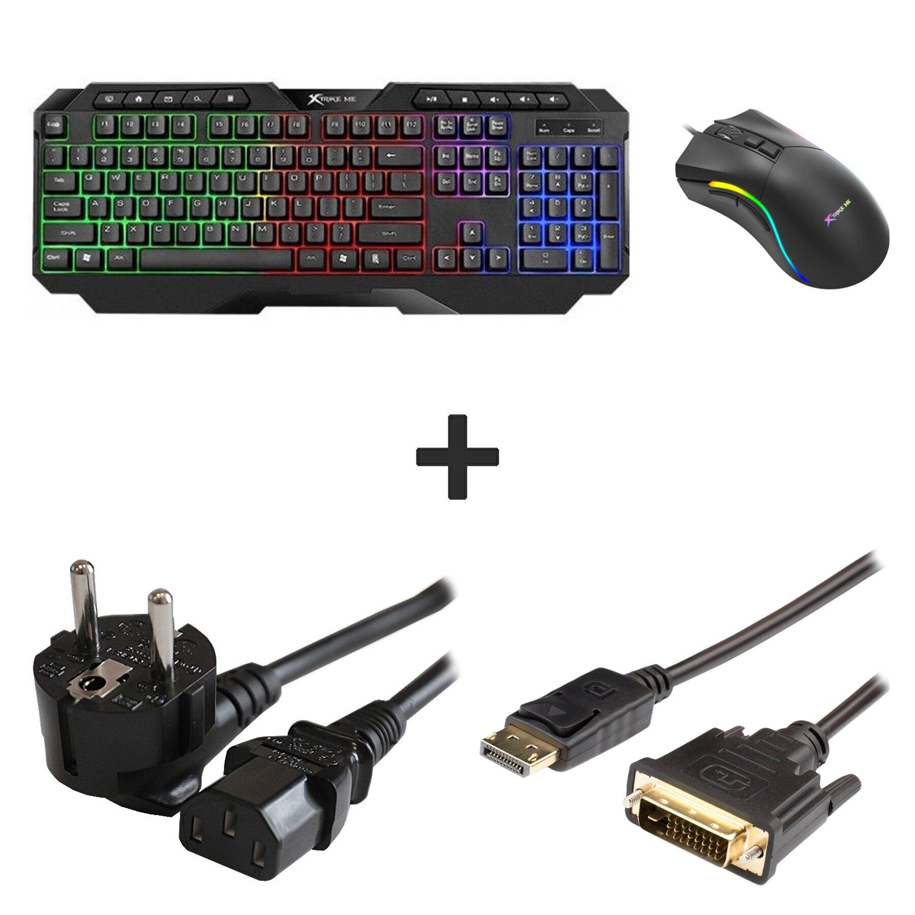 Новая игровая мышка и клавиатура + Кабель питания + Кабель DVI + Переходник DisplayPort