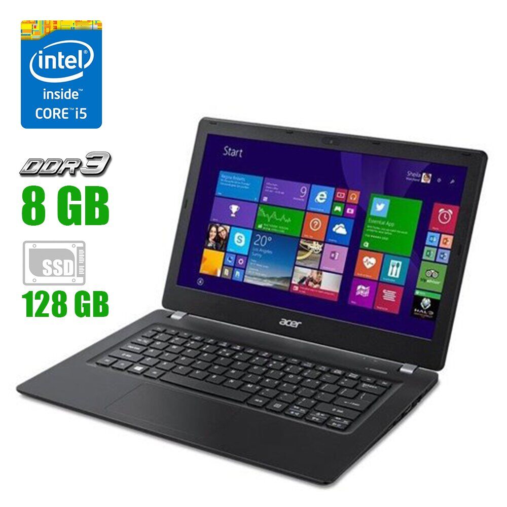 

Ноутбук Acer TravelMate P236-M / 13.3" (1366x768) TN LED / Intel Core i5-5200U (2 (4) ядра по 2.2 - 2.7 GHz) / 8 GB DDR3 / 128 GB SSD / Intel HD Graphics 5500 / WebCam