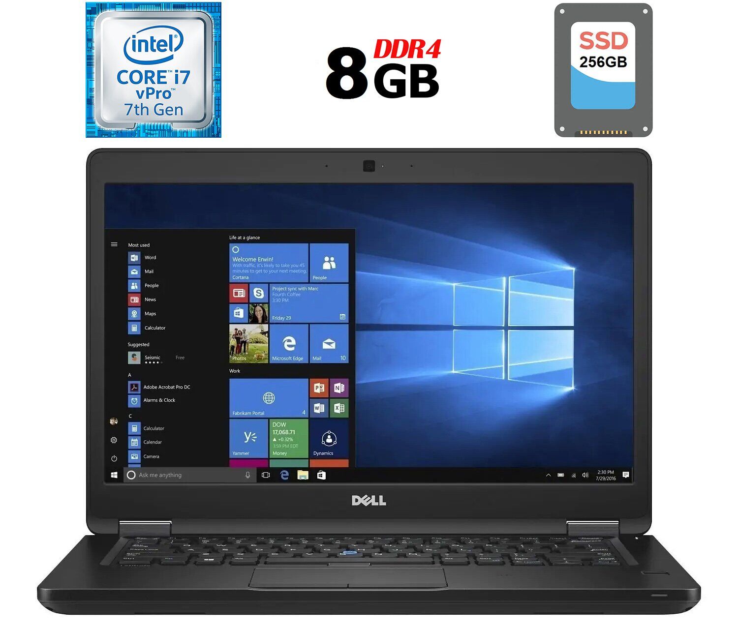 

Ноутбук Dell Latitude 5480 / 14" (1920x1080) IPS / Intel Core i7-7600U (2 (4) ядра по 2.8 - 3.9 GHz) / 8 GB DDR4 / 256 GB SSD / Intel HD Graphics 620 / WebCam / Fingerprint / USB 3.1 / HDMI / Windows 10 лицензия