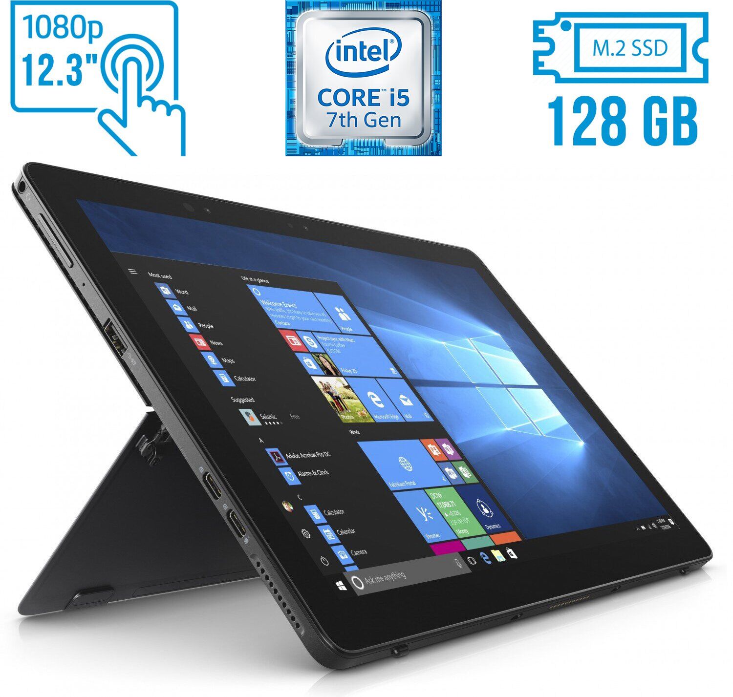 

Планшет Dell Latitude 5285 2-in-1 / 12.3" (1920x1080) IPS Touch / Intel Core i5-7200U (2 (4) ядра по 2.5 - 3.1 GHz) / 8 GB DDR3 / 128 GB SSD M.2 / Intel HD Graphics 620 / WebCam / USB 3.1 / Windows 10 лицензия