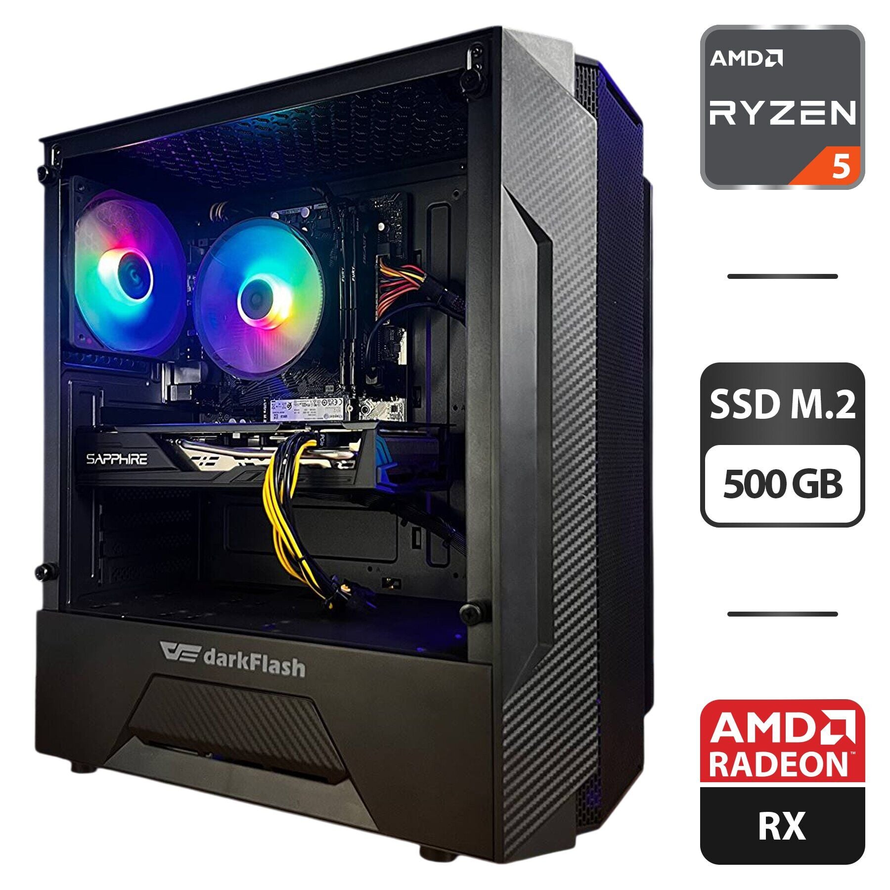 Купить игровой ПК DarkFlash DK352 Black Plus Tower / AMD Ryzen 5 Купить игровой ПК DarkFlash DK352 Black Plus Tower / AMD Ryzen 5