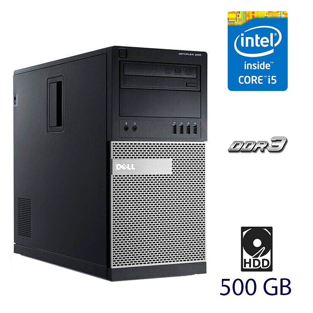 

Компьютер Dell OptiPlex 990 Tower / Intel Core i5-2400 (4 ядра по 3.1 - 3.4 GHz) / 4 GB DDR3 / 500 GB HDD / Intel HD Graphics 2000