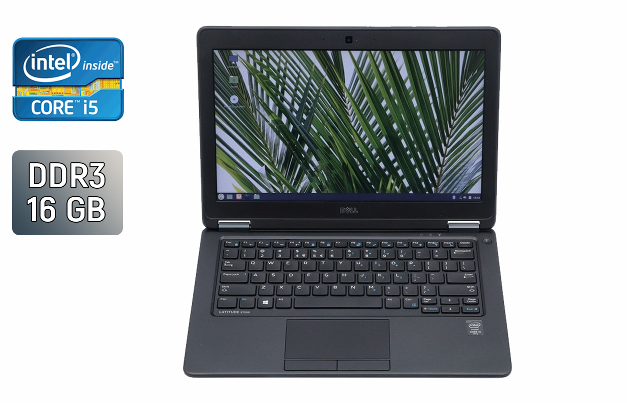 

Нетбук Б-класс Dell Latitude E7250 / 12.5" (1366x768) TN / Intel Core i5-5300U (2 (4) ядра по 2.3 - 2.9 GHz) / 16 GB DDR3 / 256 GB SSD / Intel HD Graphics 5500 / WebCam / Windows 10