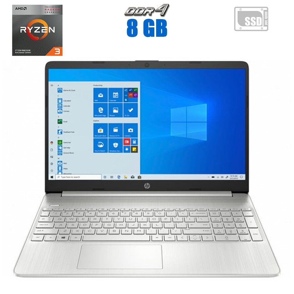 

Ноутбук HP 15-ef1072nr / 15.6" (1366x768) TN / AMD Ryzen 3 3250U (2 (4) ядра по 2.6 - 3.5 GHz) / 8 GB DDR4 / 240 GB SSD / AMD Radeon Vega 3 Graphics / WebCam