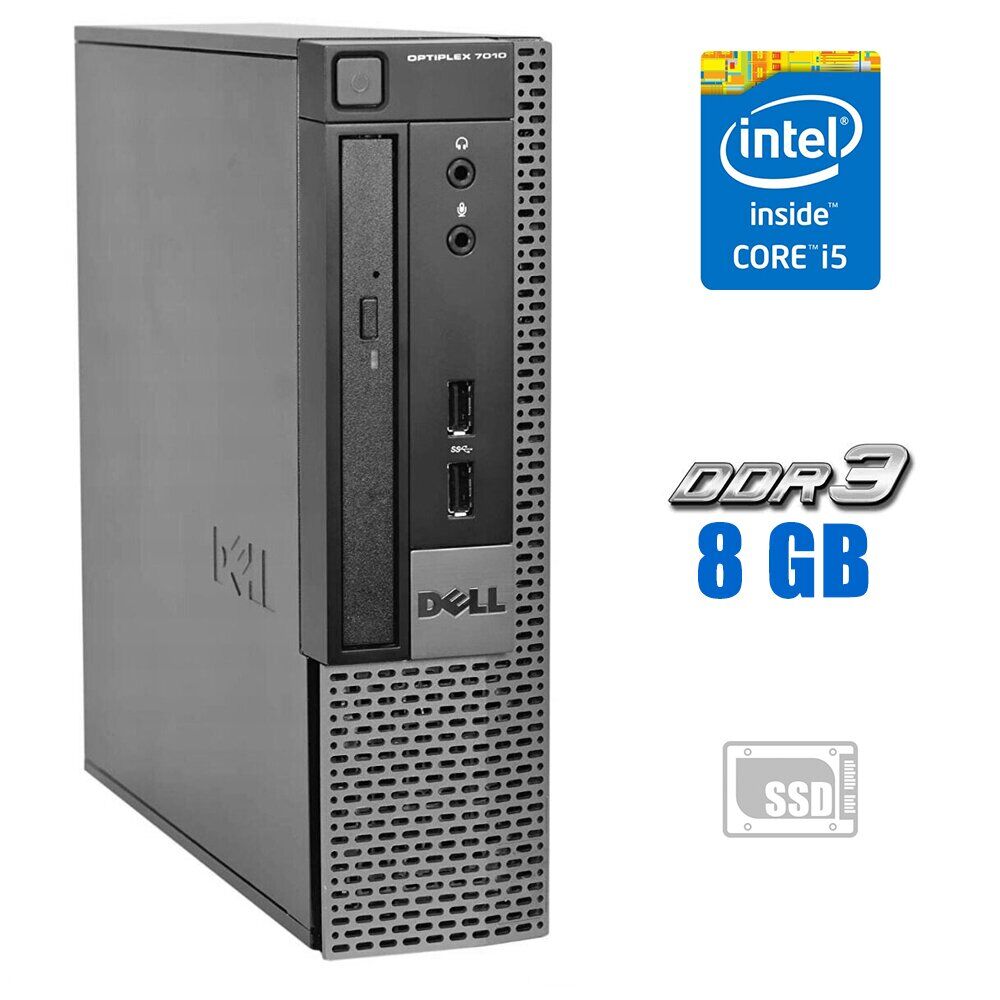 

Неттоп Dell OptiPlex 7010 USFF / Intel Core i5-3550S (4 ядра по 3.0 - 3.7 GHz) / 8 GB DDR3 / 120 GB SSD / Intel HD Graphics 2500