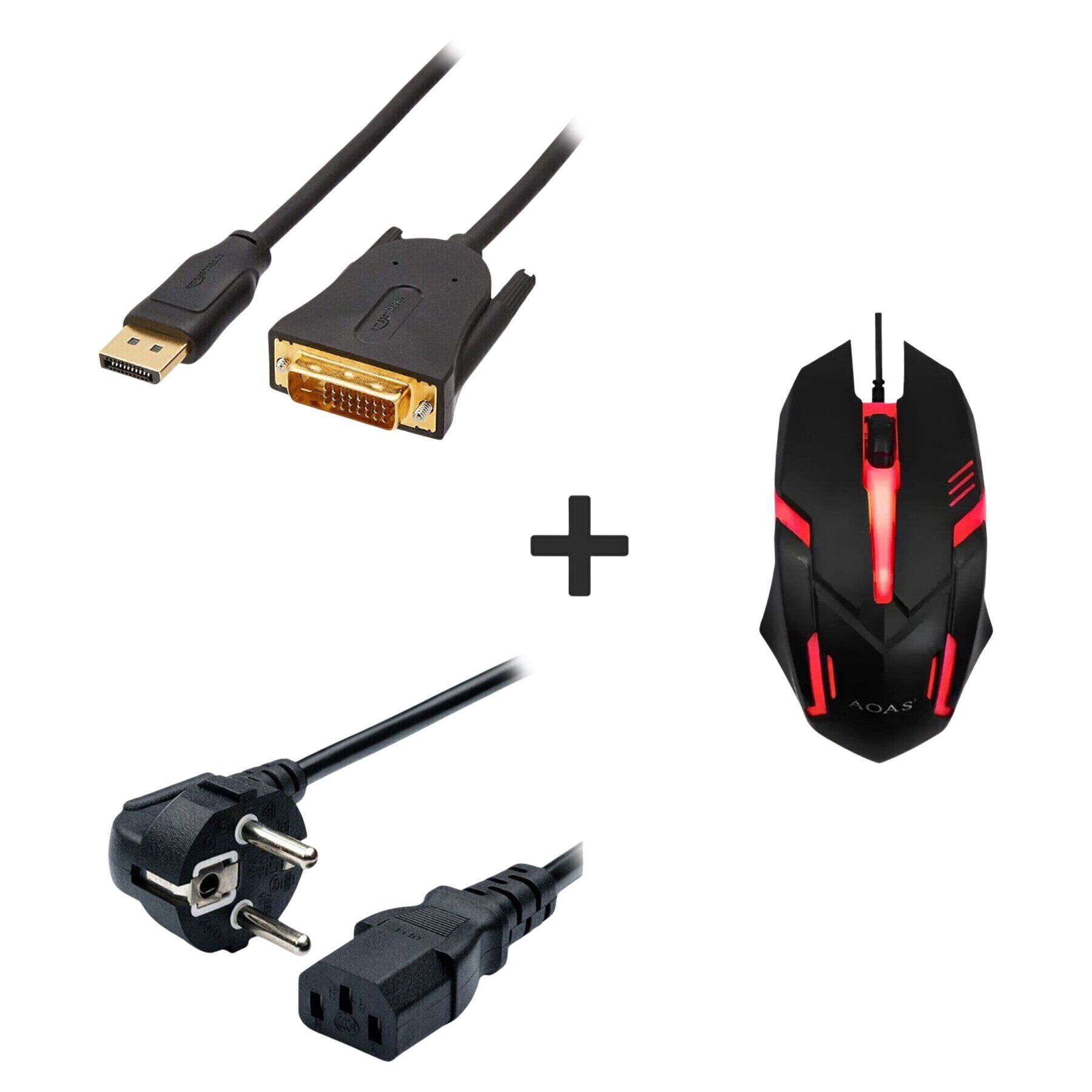 Новая игровая мышка + Кабель питания + Кабель DVI + Переходник DisplayPort