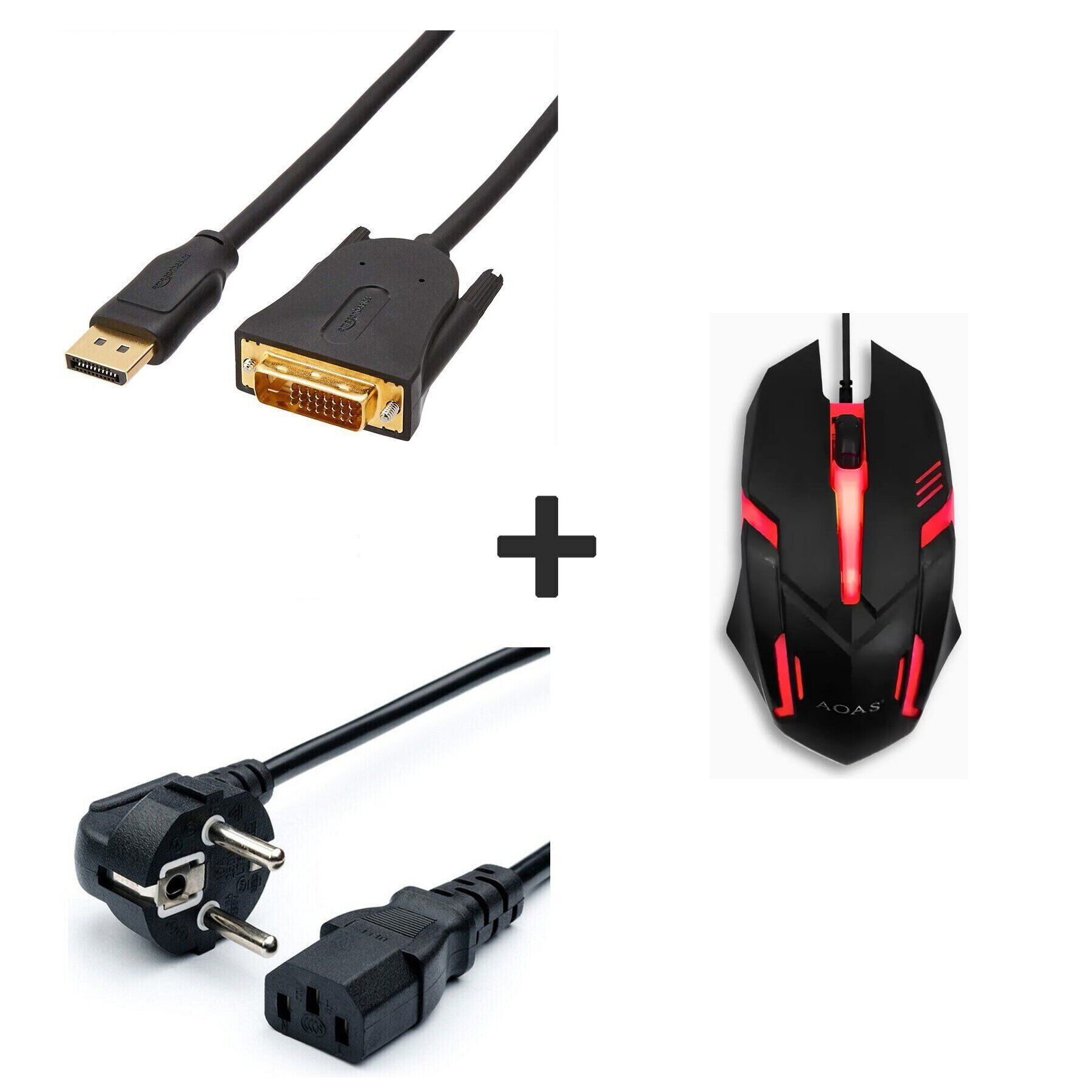 Новая игровая мышка + Кабель питания + Кабель DVI + Переходник DisplayPort