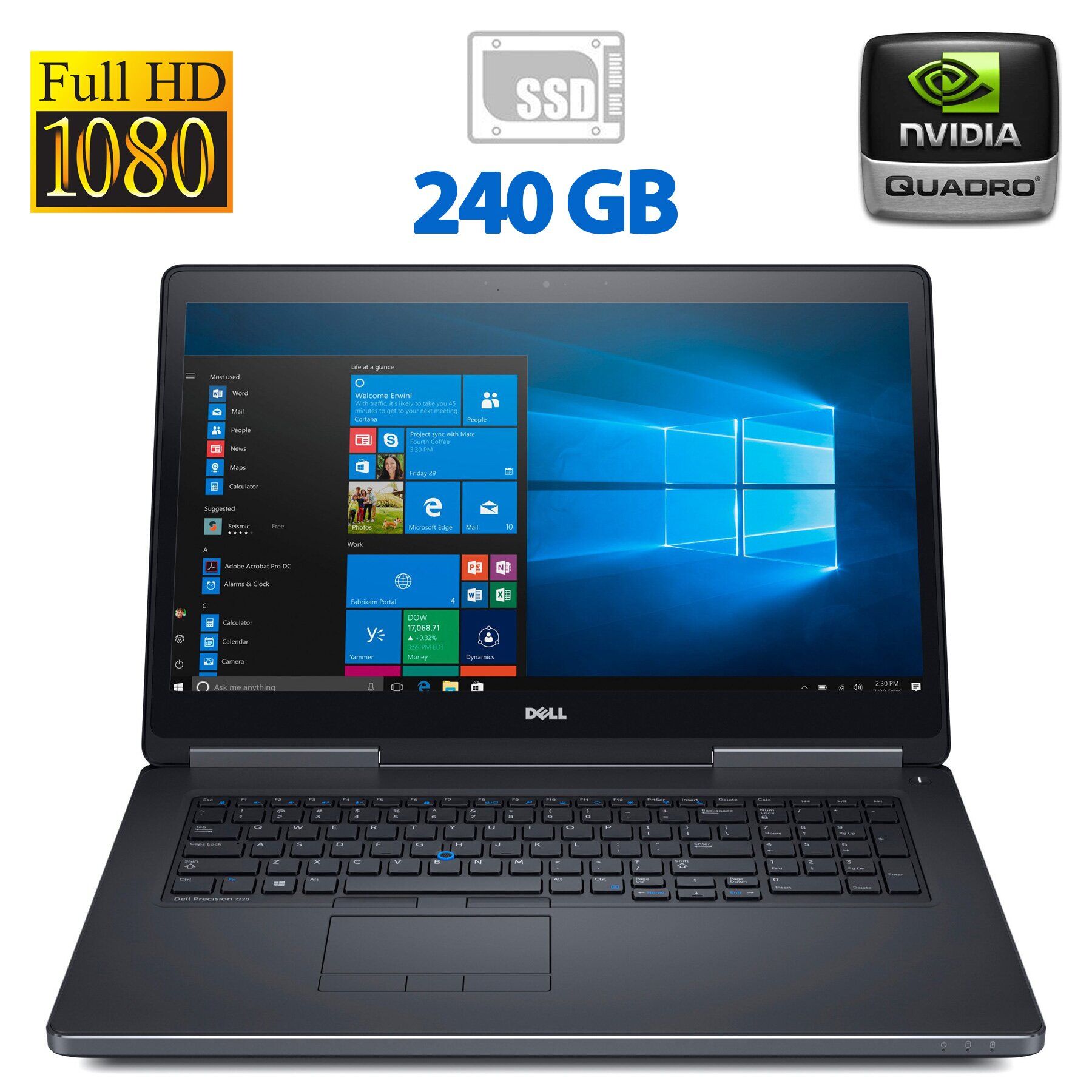 

Мобильная рабочая станция Dell Precision 7720 / 17.3" (1920x1080) IPS / Intel Core i5-7300HQ (4 ядра по 2.5 - 3.5 GHz) / 16 GB DDR4 / 240 GB SSD / nVidia Quadro M1200, 4 GB GDDR5, 128-bit / WebCam / HDMI