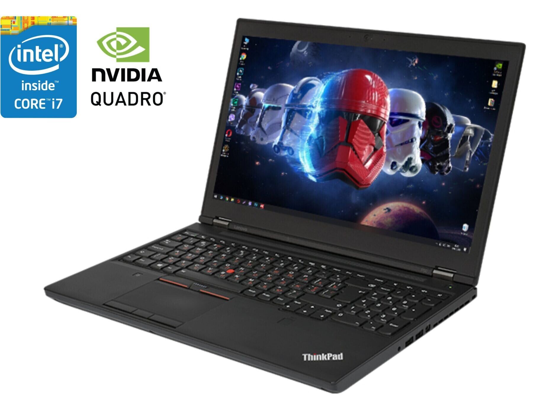 

Мобильная рабочая станция Lenovo ThinkPad P50 / 15.6" (1920x1080) IPS / Intel Core i7-6820HQ (4 (8) ядра по 2.7 - 3.6 GHz) / 16 GB DDR4 / 256 GB SSD / nVidia Quadro M1000M, 2 GB GDDR5, 128-bit / WebCam /Win 10 Pro