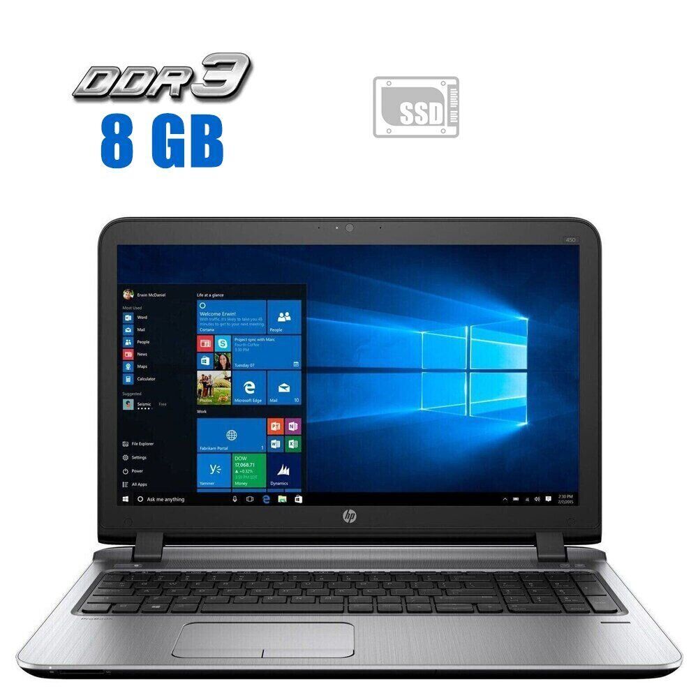

3 шт. Ноутбуков: HP ProBook 450 G3 / 15.6" (1366x768) TN / Intel Core i3-6006U (2 (4) ядра по 2.0 GHz) / 8 GB DDR4 / 240 GB SSD / Intel HD Graphics 520 / WebCam / HDMI
