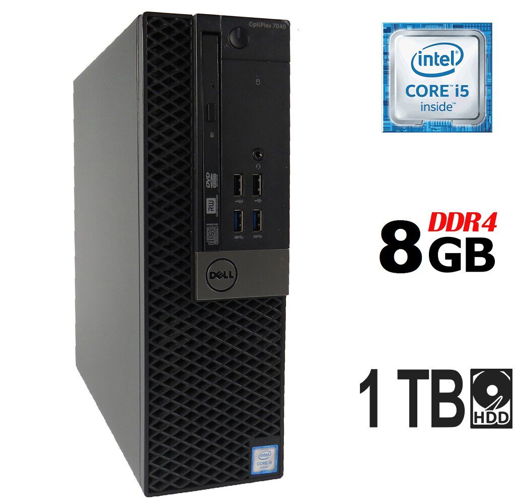 

Компьютер Dell OptiPlex 7040 SFF / Intel Core i5-6500 (4 ядра по 3.2 -3.6 GHz) / 8 GB DDR4 / 1000 GB HDD / Intel HD Graphics 530 / 180W / DVD-RW / DisplayPort / HDMI