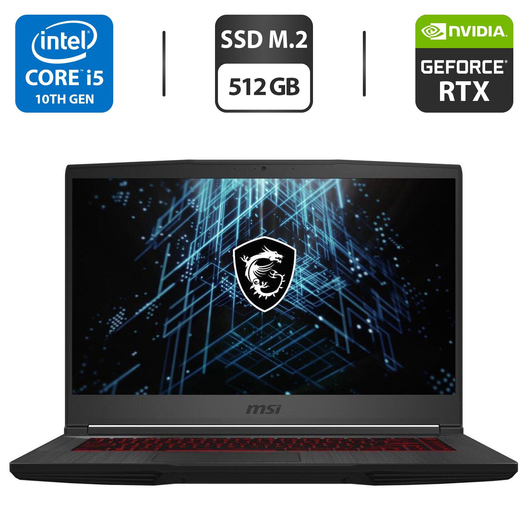 

Игровой ноутбук MSI GF65 Thin 10UE-054PL / 15.6" (1920x1080) IPS / Intel Core i5-10200H (6 (12) ядер по 2.5 - 4.5 GHz) / 8 GB DDR4 / 512 GB SSD M.2 / nVidia GeForce RTX 3060, 6 GB GDDR6, 192-bit / WebCam / HDMI