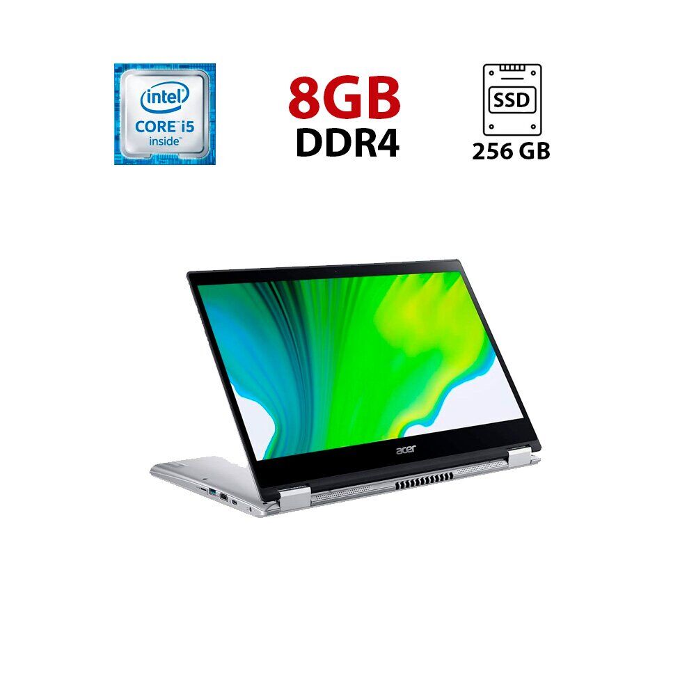 

Ноутбук-трансформер Acer Spin 3 SP314-54N / 14" (1920x1080) IPS Touch / Intel Core i5-1035G4 (4 (8) ядра по 1.1 - 3.7 GHz) / 8 GB DDR4 / 256 GB SSD / Intel Iris Plus Graphics / WebCam