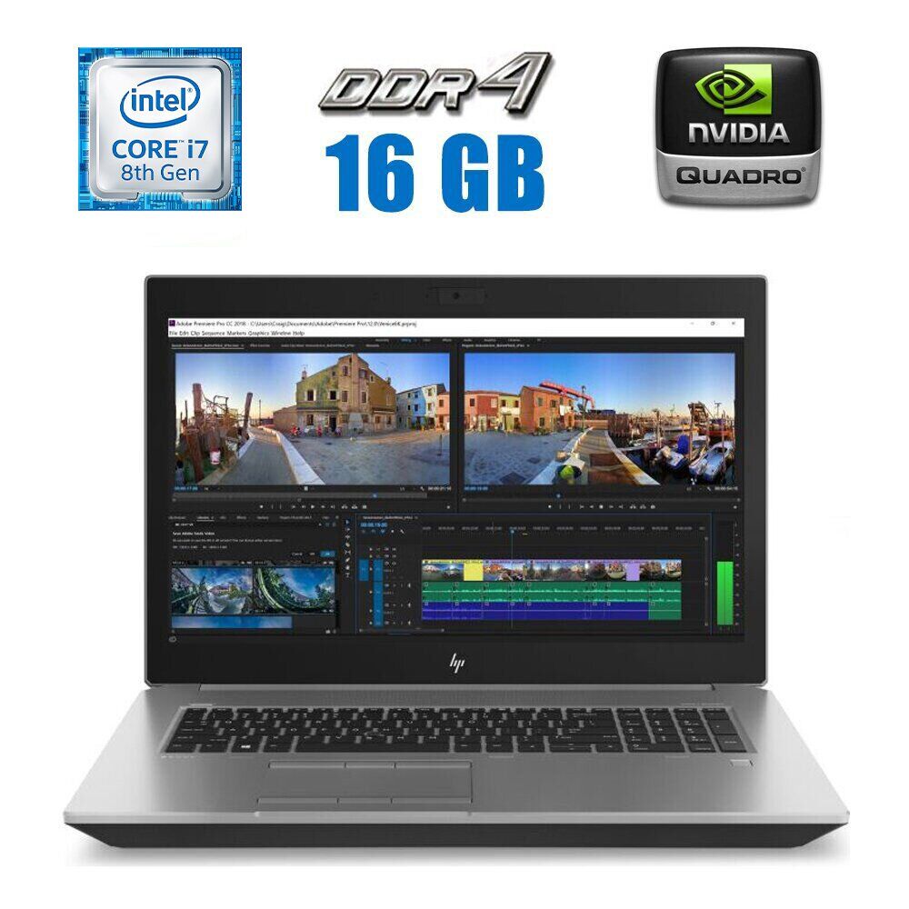 

Мобильная рабочая станция HP Zbook 17 G5 / 17.3" (1920x1080) IPS / Intel Core i7-8750H (6 (12) ядра по 2.2 - 4.1 GHz) / 16 GB DDR4 / 512 GB SSD / nVidia Quadro P2000, 4 GB GDDR5, 128-bit / WebCam / HDMI / miniDP