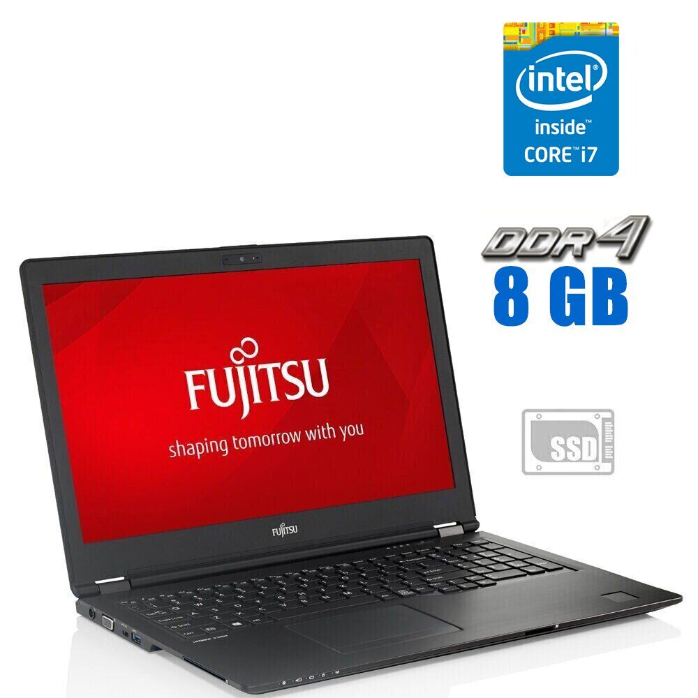 

Ноутбук Fujitsu LifeBook U757 / 15.6" (1366x768) TN / Intel Core i7-6500U (2 (4) ядра по 2.5 - 3.1 GHz) / 8 GB DDR4 / 240 GB SSD / Intel HD Graphics 520 / WebCam