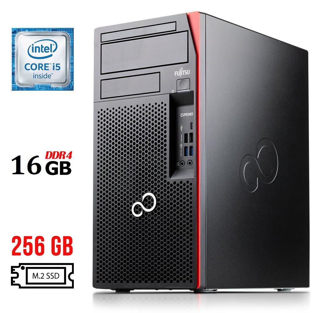 

Компьютер Fujitsu Esprimo P757/E90+ Tower / Intel Core i5-6500 (4 ядра по 3.2 - 3.6 GHz) / 16 GB DDR4 / 256 GB SSD M.2 / Intel HD Graphics 530 / DisplayPort / DVI