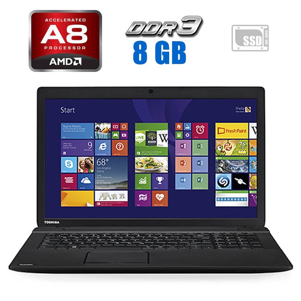 

Ноутбук Toshiba Satellite C70D-B-34L / 17.3" (1600x900) TN / AMD A8-6410 (4 ядра по 2.0 - 2.4 GHz) / 8 GB DDR3 / 256 GB SSD / AMD Radeon R5 Graphics / WebCam