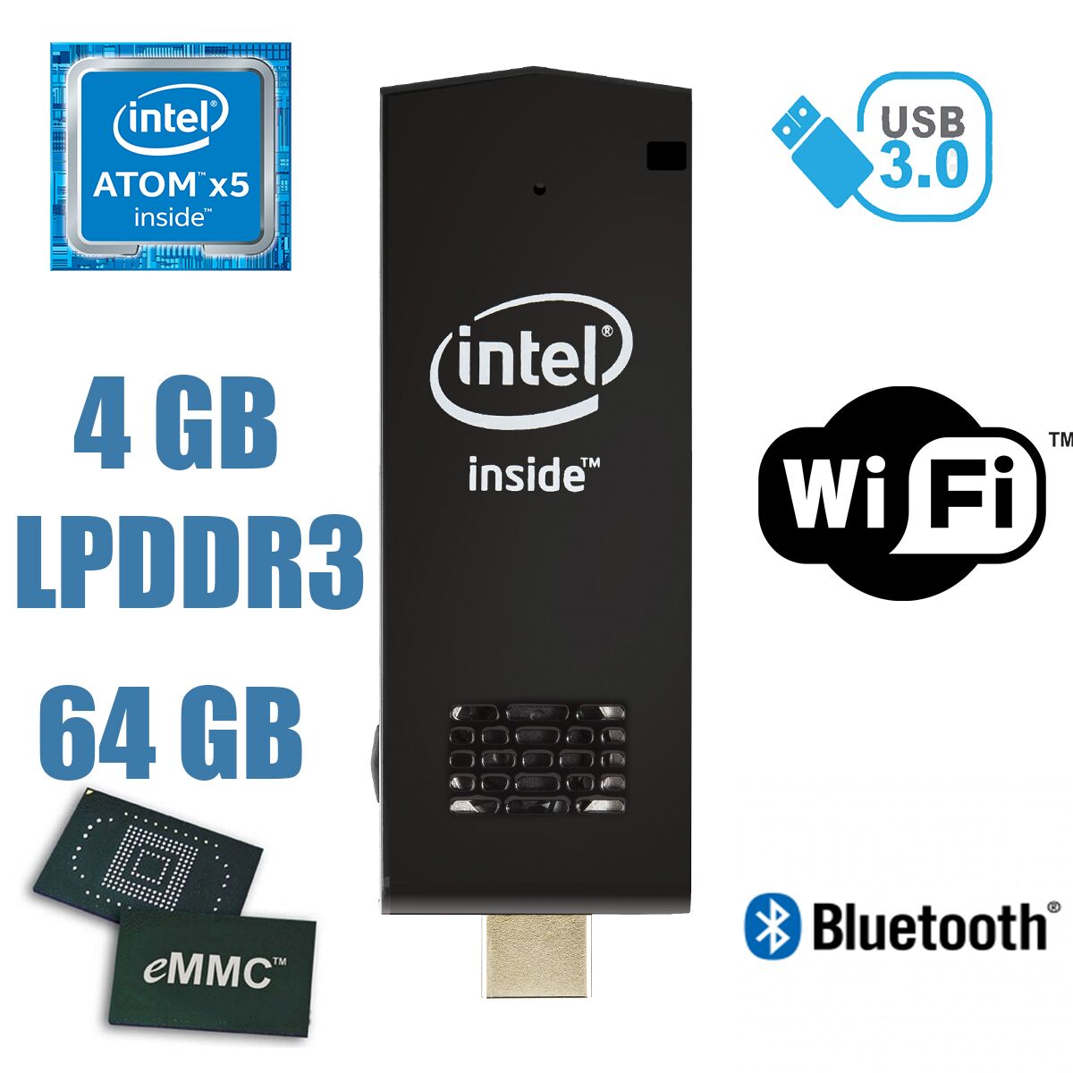 

Компьютер размером с телефон / Intel Atom x5-Z8350 (4 ядра по 1.44GHz) / 4GB LPDDR3 / 64GB EMMC / Windows 10 Home licence