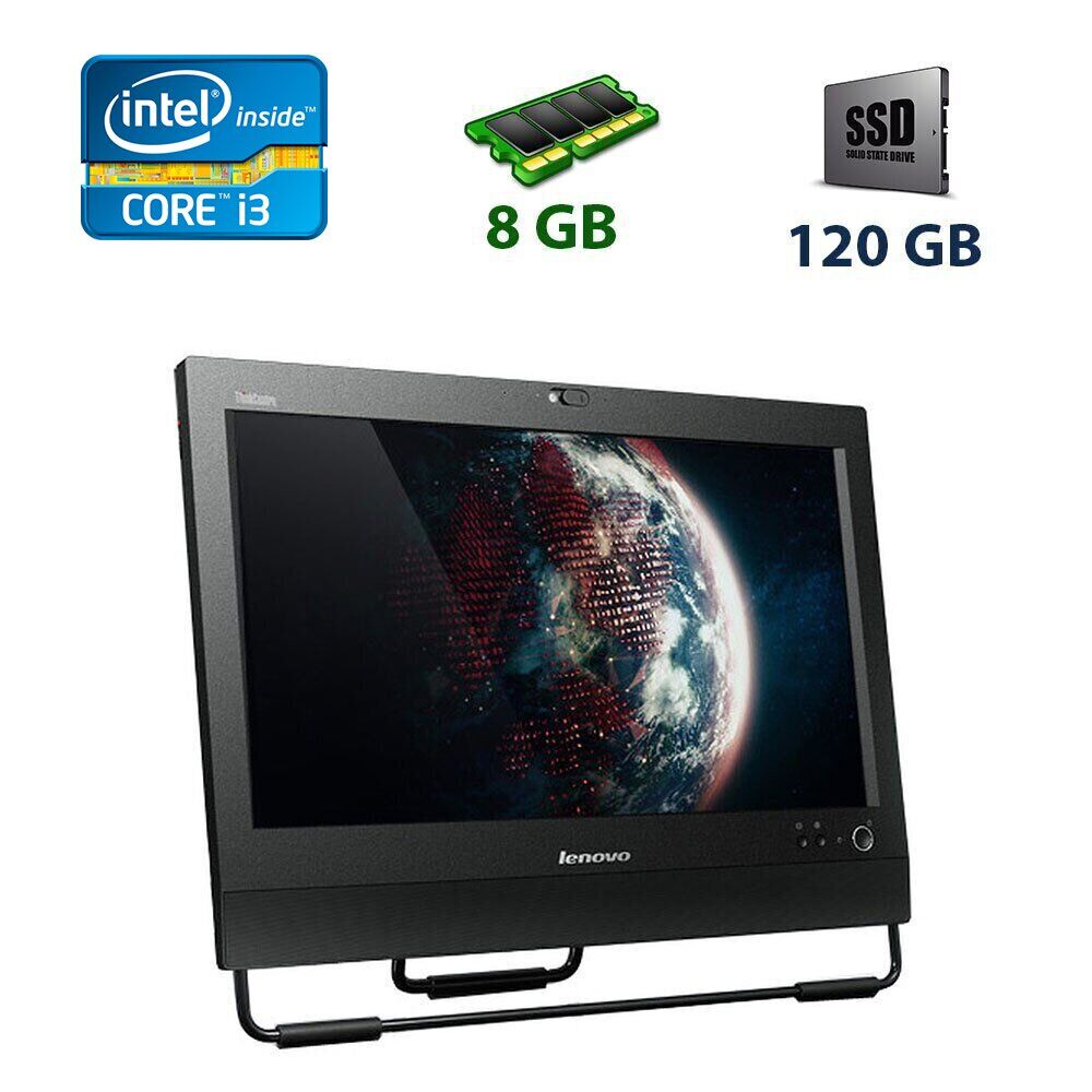 

Моноблок Lenovo ThinkCentre M92z / 20" (1600x900) TN / Intel Core i3-2120 (2(4) ядра по 3.30 GHz) / 4 GB DDR3 / 120 GB SSD / WebCam / Intel HD Graphics 2000